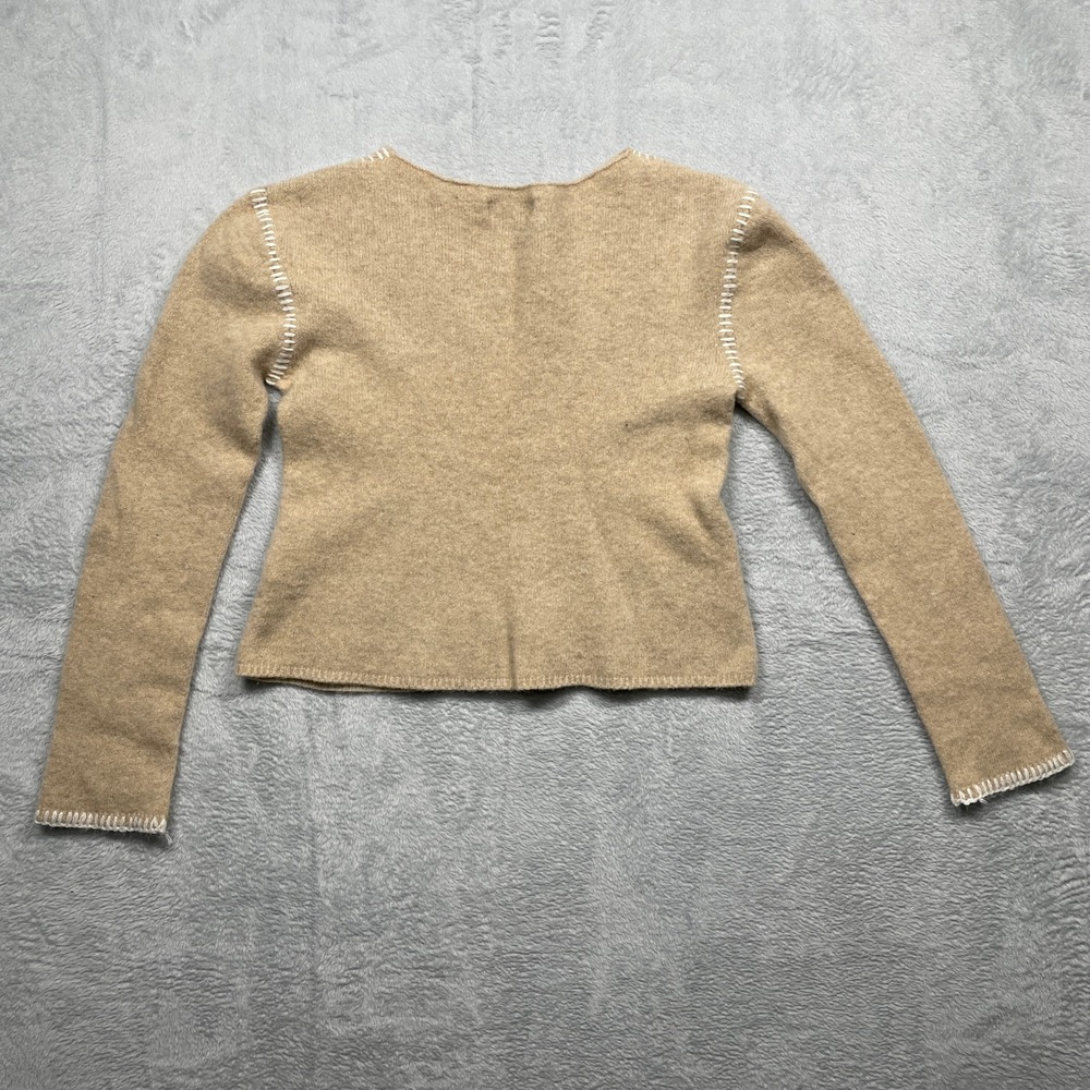 Velvet Heart Sweater Women Small Tan Wool Cashmere Whipstitch SCI-24745 - Picture 10 of 10